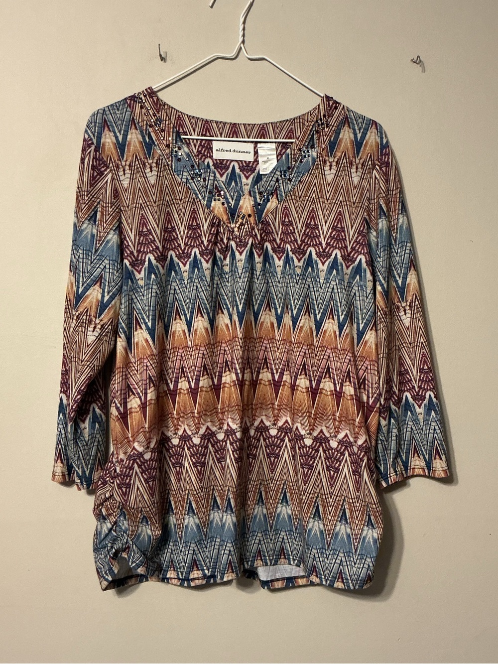 Alfred Dunner Boho Top W/ Embellished Neckline